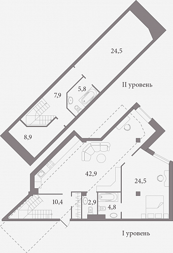 Трёхкомнатная квартира (Евро) 131.3 м²